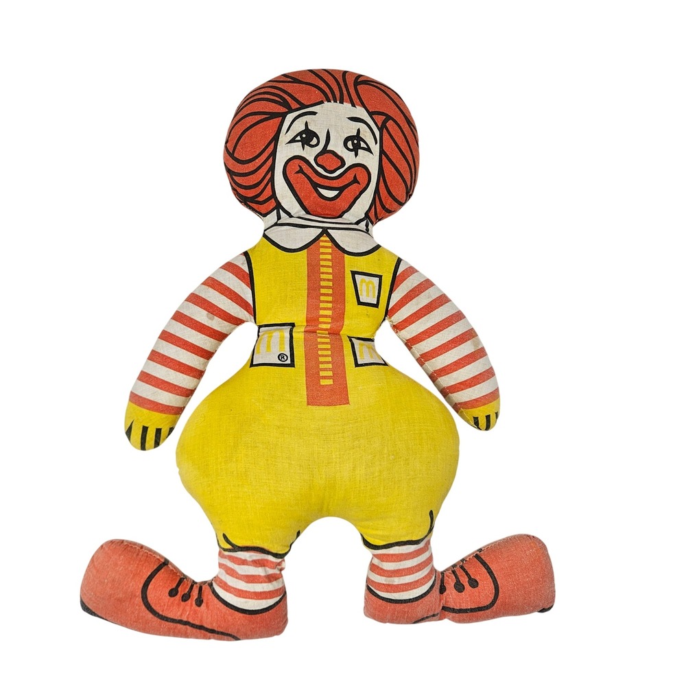 Vintage 1970s Ronald McDonald Cloth Plush Doll McDonaldland Advertising Toy